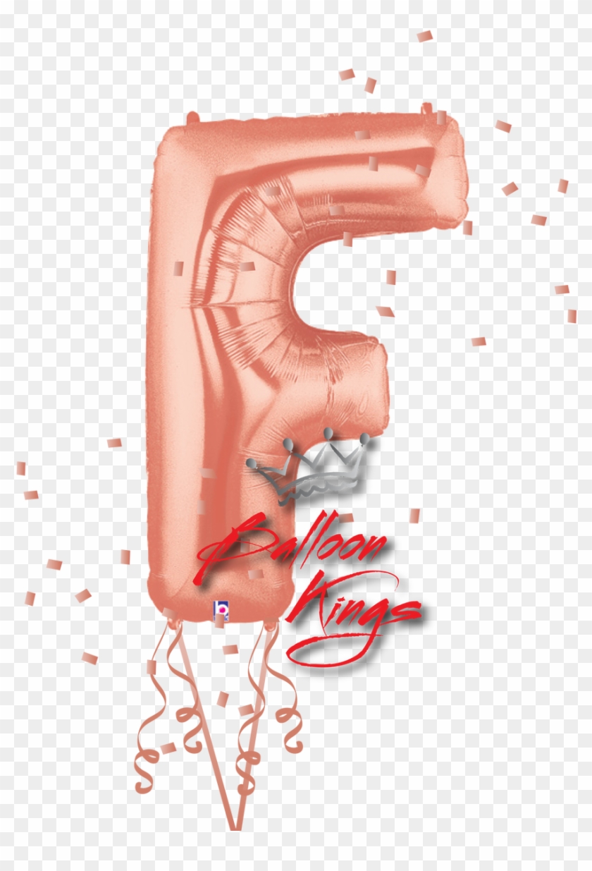 Rose Gold Letter F - Balloon Clipart