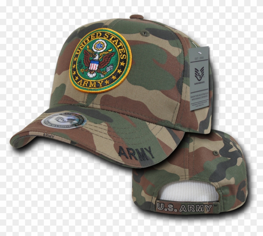 Rapid Dominance Us Army Logo Text 3d Woodland Camo - Baseball Cap Clipart
