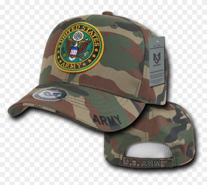 Rapid Dominance Us Army Logo Text 3d Woodland Camo - Baseball Cap Clipart #1911701