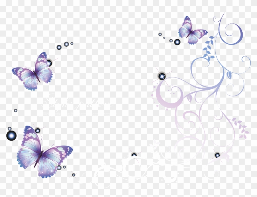 Butterfly Euclidean Vector Pattern - Vines And Leaves Clipart #1911736
