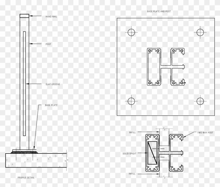 Fencing - Solid Balustrade Detail Section Clipart #1913902