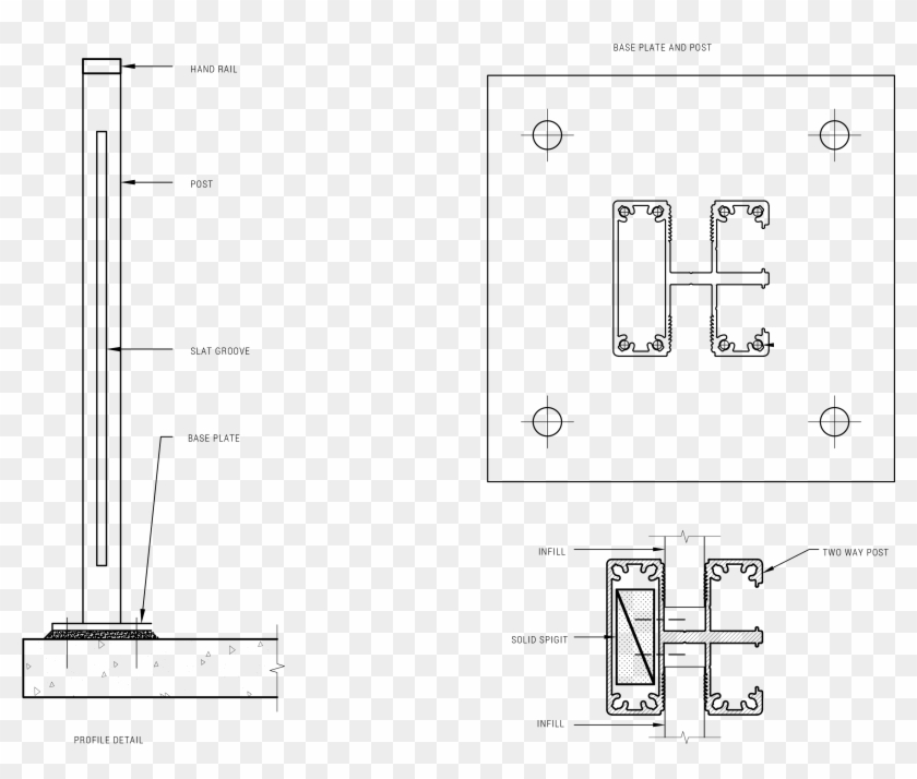 Fencing - Solid Balustrade Detail Section Clipart