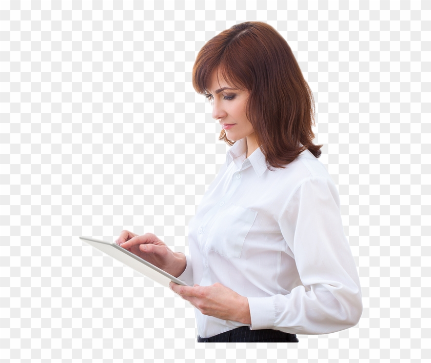 Woman With A Tablet - Woman Tablet Png Clipart #1913924