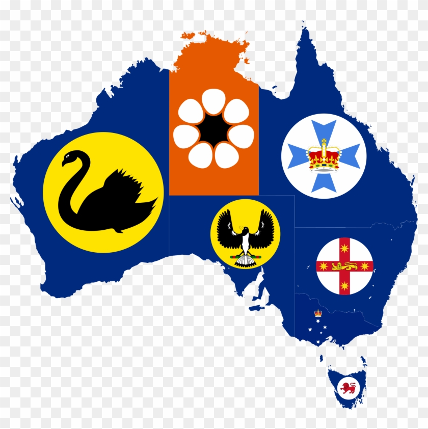 Flag-map Of States And Territories Of Australia - Australian State And Territory Flags Clipart