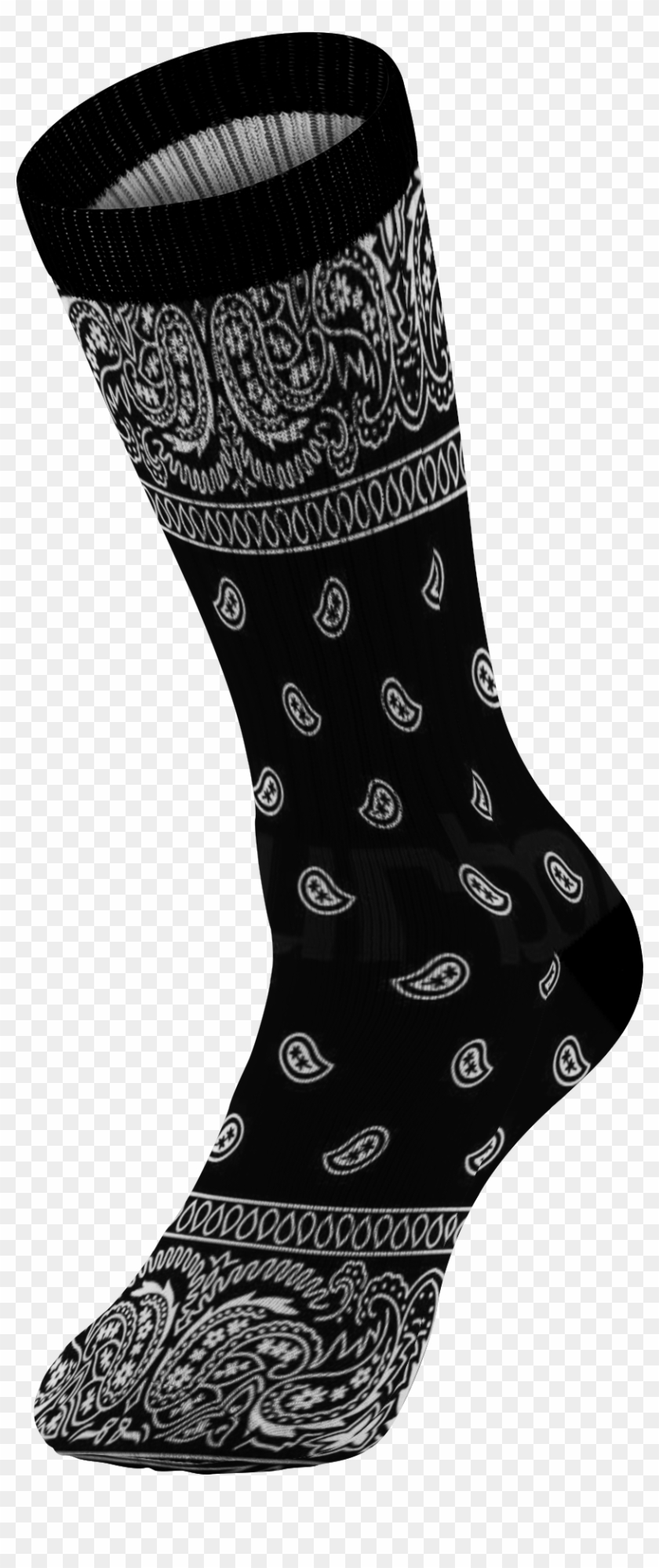 Customized Bandana Design Print Socks, Unisex, Black - Sock Clipart #1916249