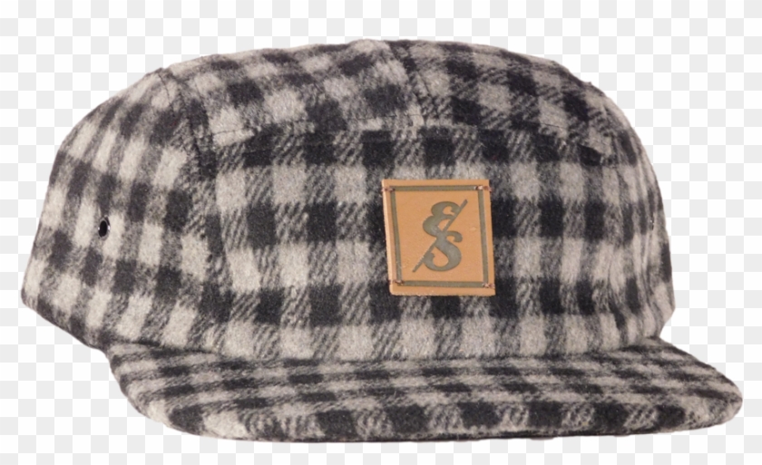276 Charcoal & White Checkered Wool 5 Panel Camper Clipart