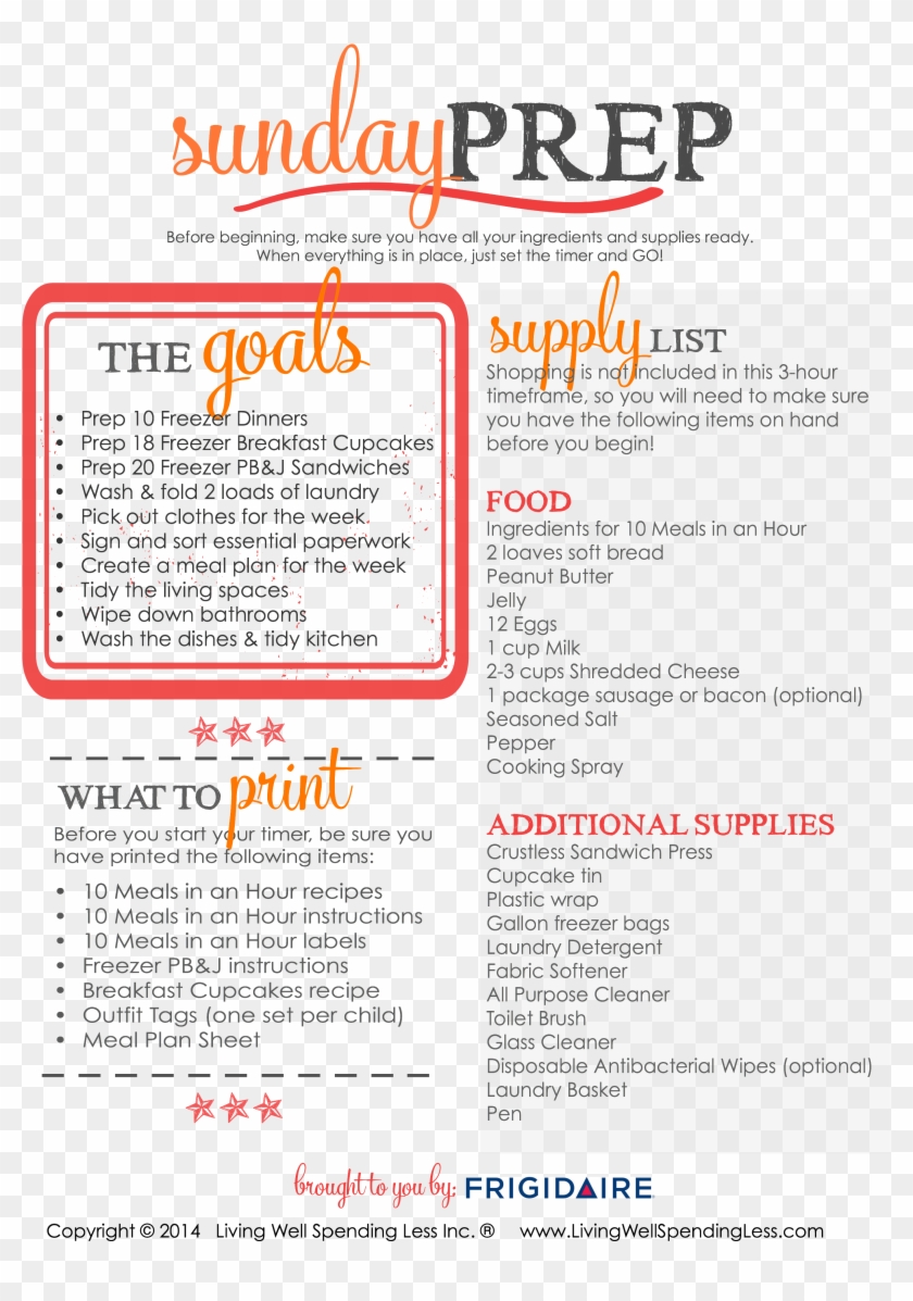 Sunday Prep Supply List 3,000×3,882 Pixels Clipart