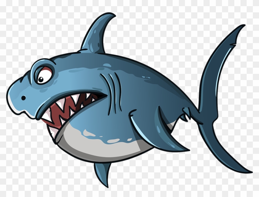 Shark Cartoon Fish Predator Sea Stylized Teeth - Ikan Kartun Clipart #1918849