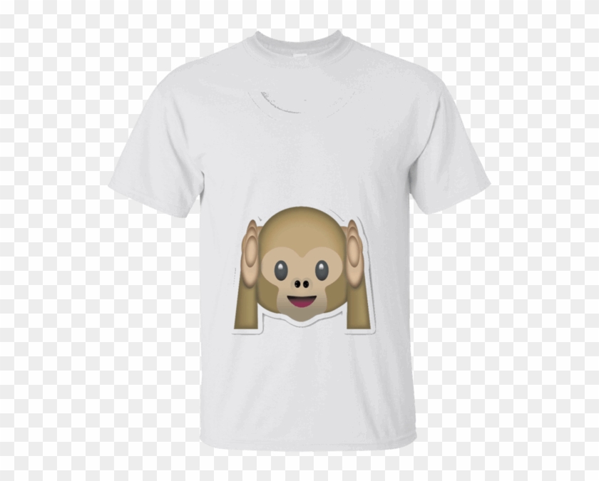 Monkey Emoji T-shirt Hear No Evil Hands Over Ears Listen - Monkey Covering Ears Emoji Clipart #1918919