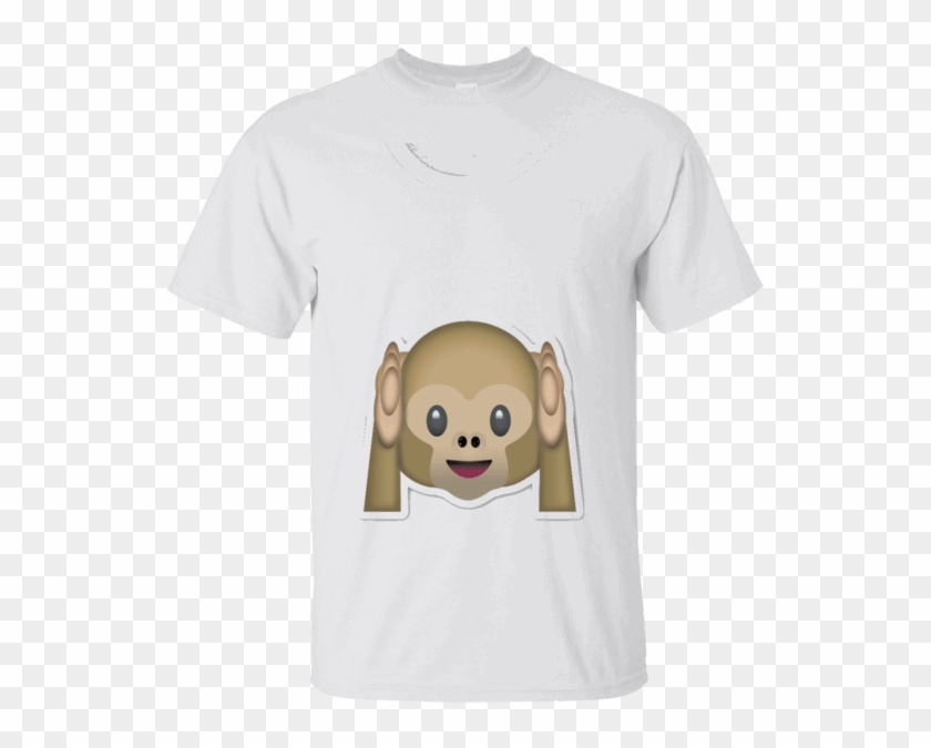 Monkey Emoji T-shirt Hear No Evil Hands Over Ears Listen - Monkey Covering Ears Emoji Clipart