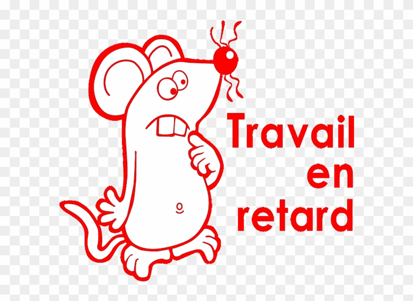 Pre-inked Stamp « Travail En Retard » - Cartoon Clipart #1919446