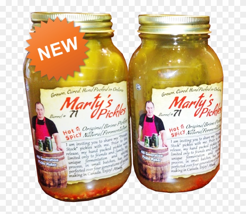 Martys Pickles Hot And Spicy Dill Pickles - Glass Bottle Clipart