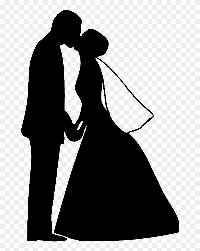 Free Bride And Groom Silhouette Png - Cartoon Wedding Couple Silhouette Clipart