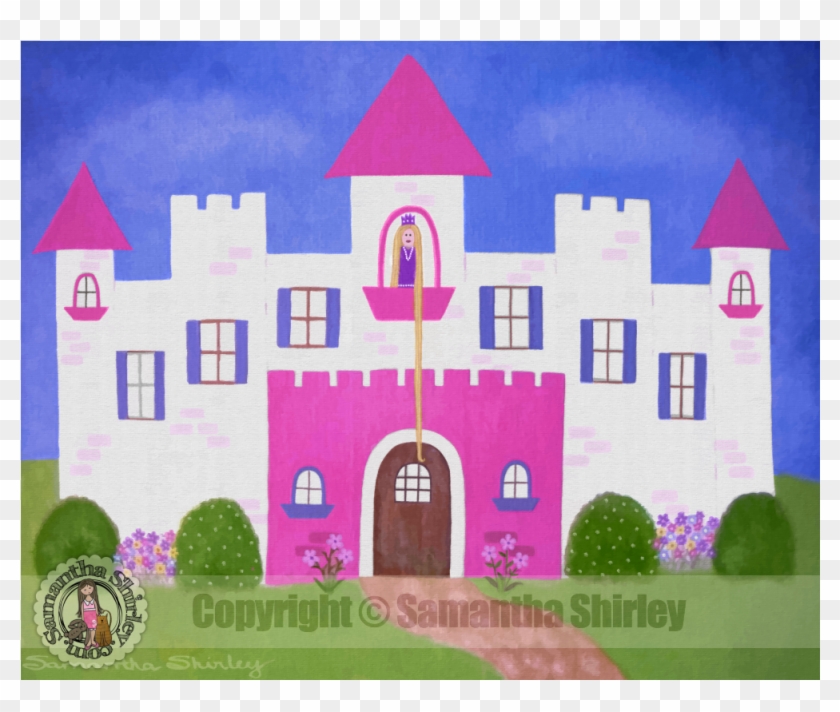 Kids Art Print Of Princess Castle Painting - Castle And Princess Art Clipart