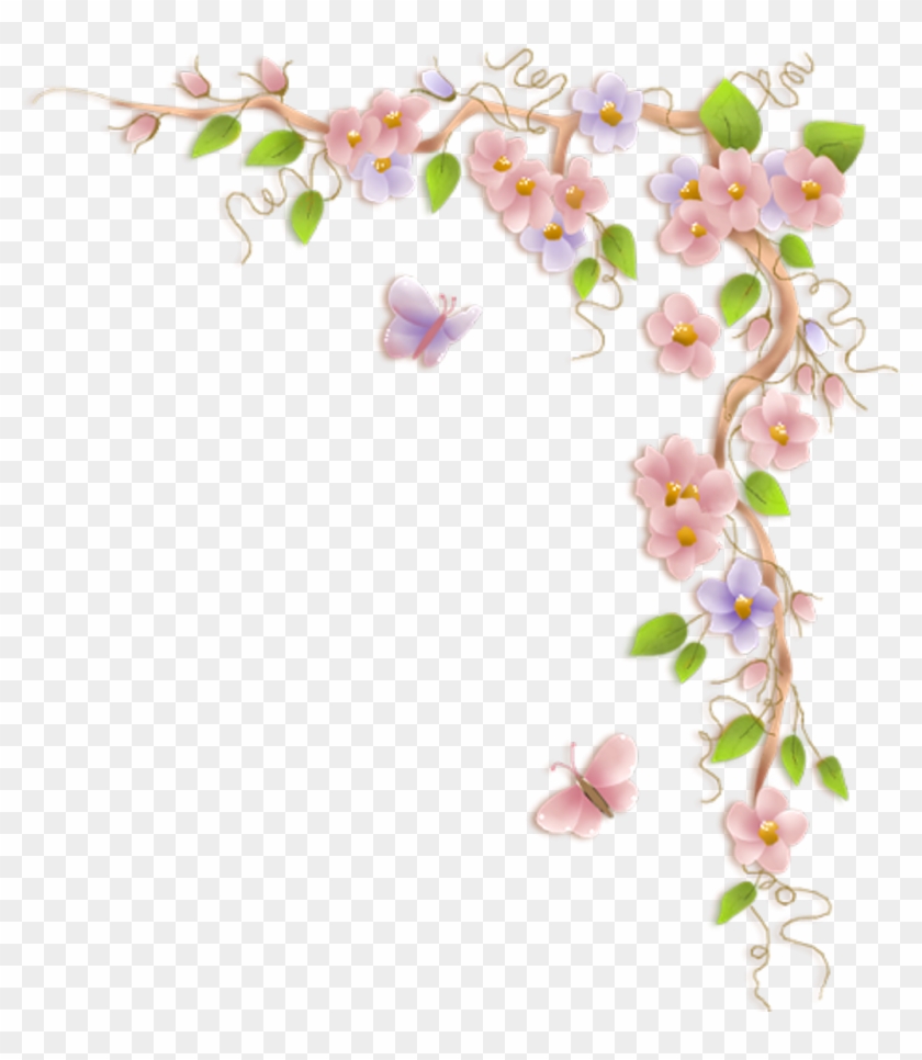 #corner #pink #flowers #pastels #ourple #butterfly Clipart #1923453