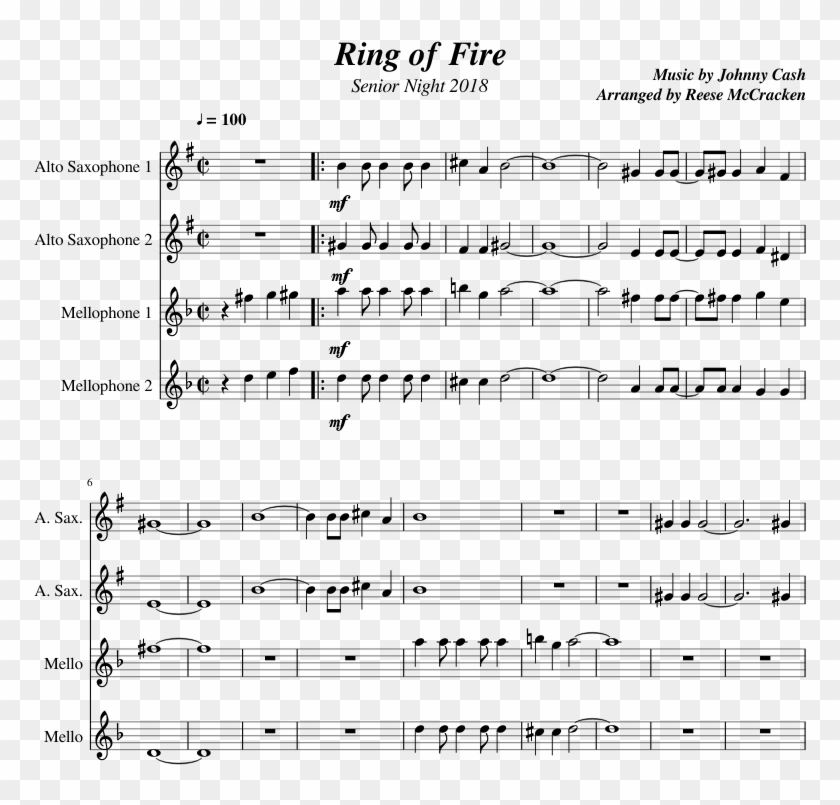 Ring Of Fire - Sheet Music Clipart #1923758