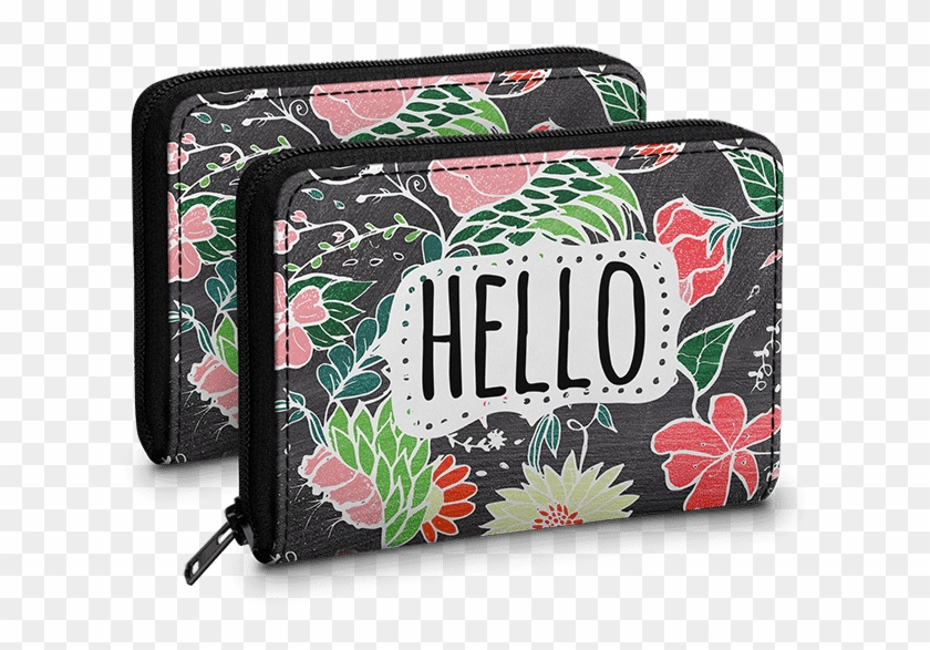 Dailyobjects Pastel Preppy Flowers Hello Typography - Wallet Clipart #1923894