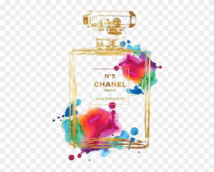 Drawn Bottle Chanel - Watercolor Chanel Perfume Painting Clipart #1924391