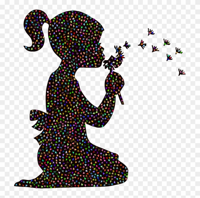 Little Girl Blowing Dandelions Wall Art Wall Designs Clipart Pikpng