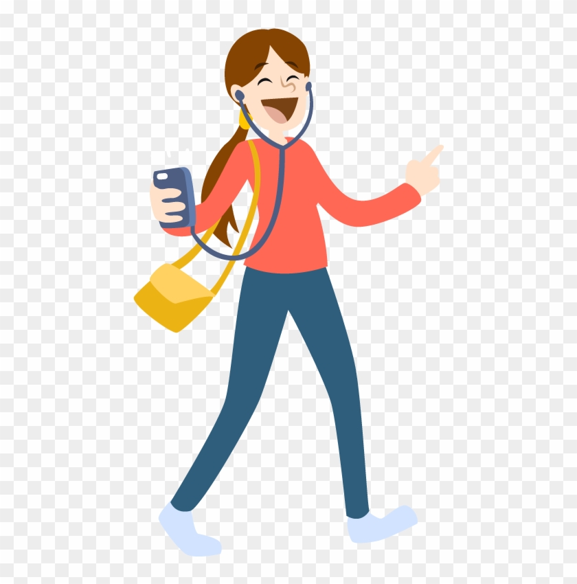 Cartoon Woman Listening To Music With Earphones 1designshop - Woman Listening To Music Cartoon Clipart
