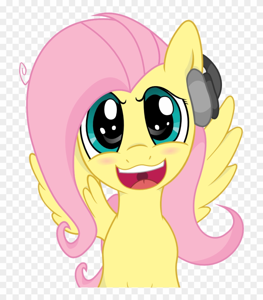 Fluttershy Rainbow Dash Rarity Twilight Sparkle Pinkie - Fluttershy With Headphones Clipart #1926474