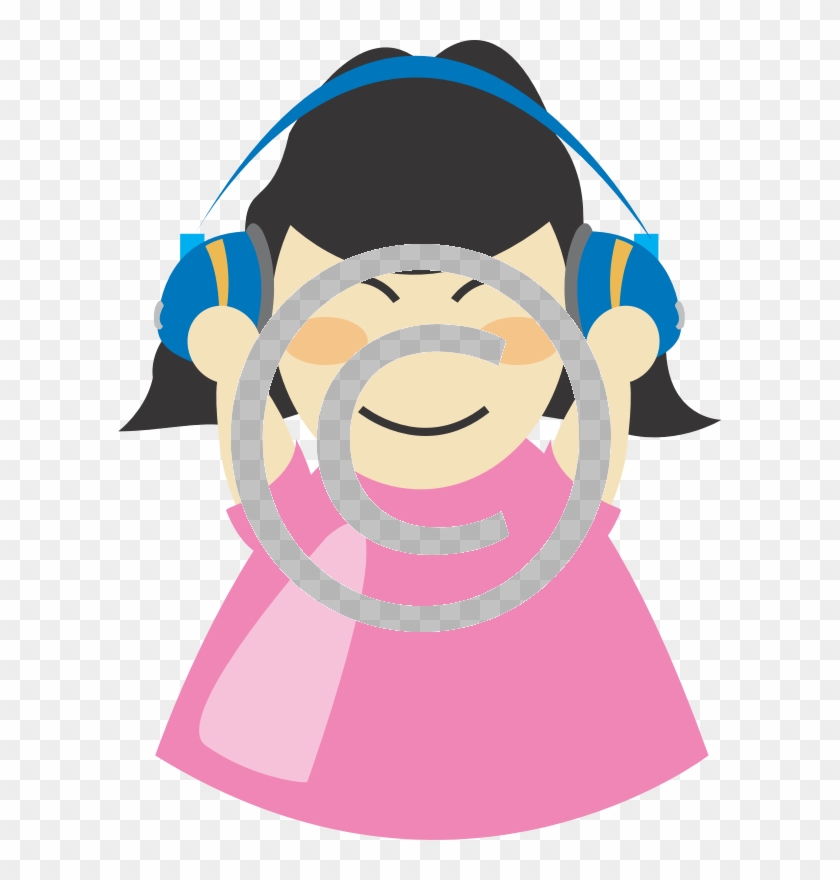 Girl With Headphones, Tiger - Girl Headphones Clipart - Png Download #1926521