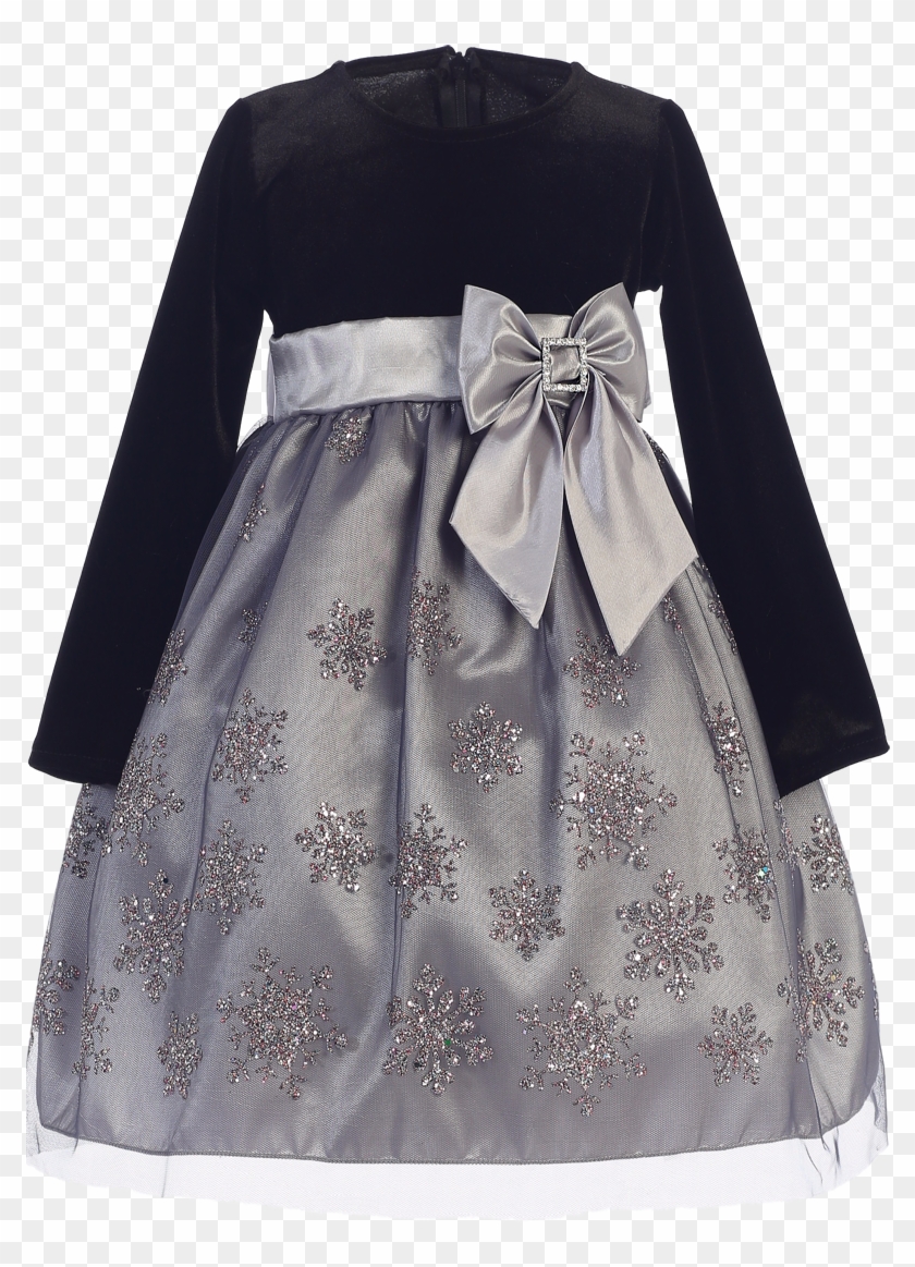 Silver Glitter Snowflake Girls Holiday Dress W - Silver Girls Holiday Dresses Clipart #1926889