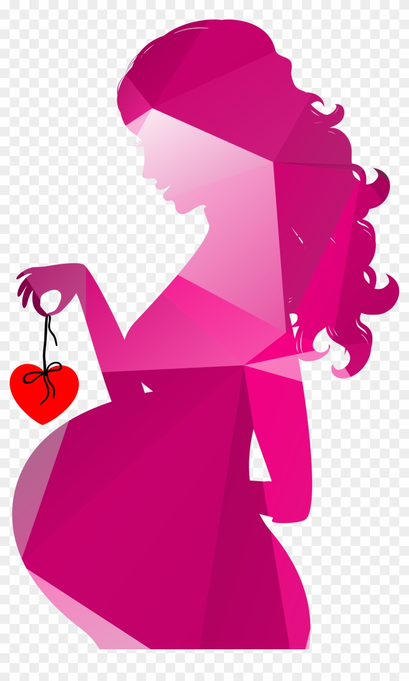 Silhouette Clip Art Colorful Geometric Royaltyfree - Pregnant Women Cartoon - Png Download