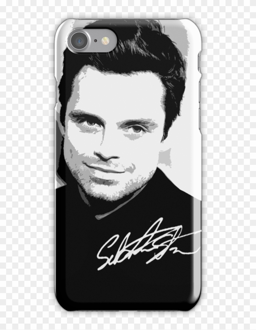 Sebastian Stan B&w Cutouts W/signature Iphone 7 Snap Clipart