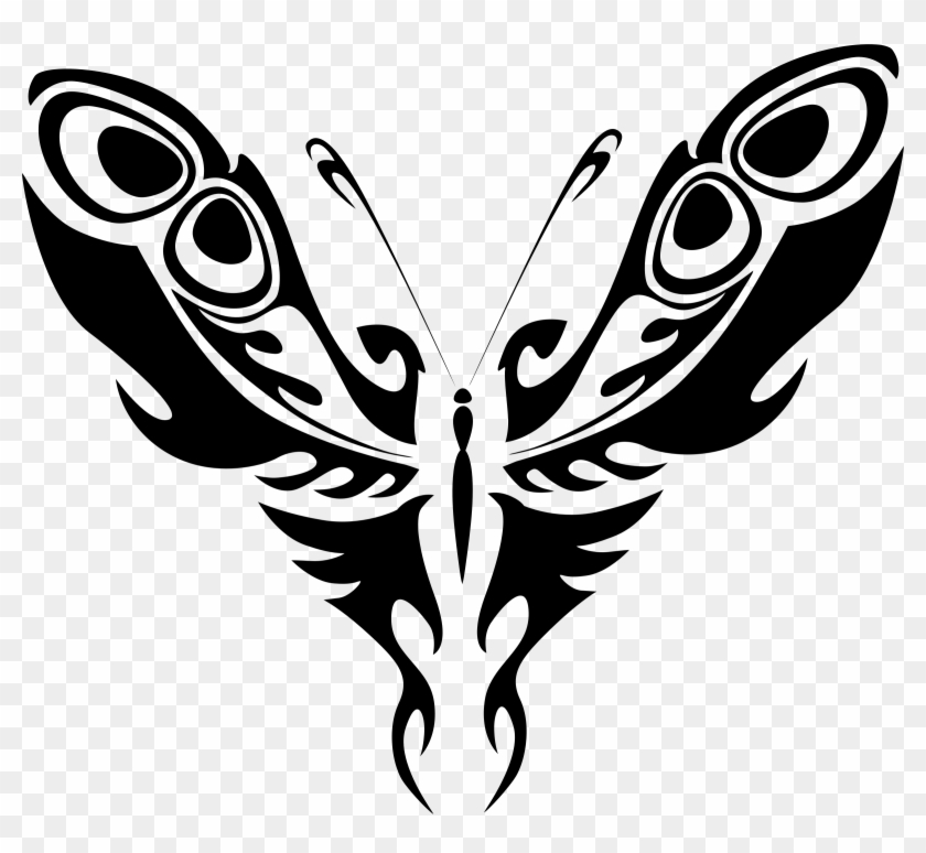 Butterfly Clip White Feather - Tribal Butterfly - Png Download