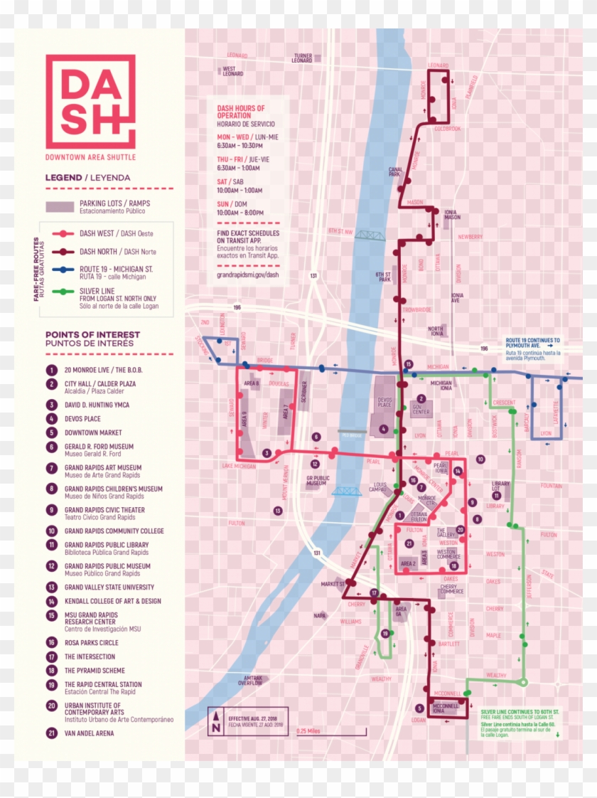 Dash Map 2018 - Dash Grand Rapids Map Clipart #1928201