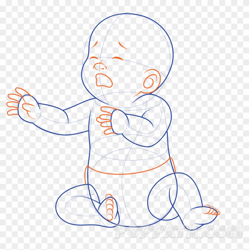 How To Draw A Baby Crying Pop Path Within Baby Drawing - Drawing Of A Baby Crying Clipart #1928228