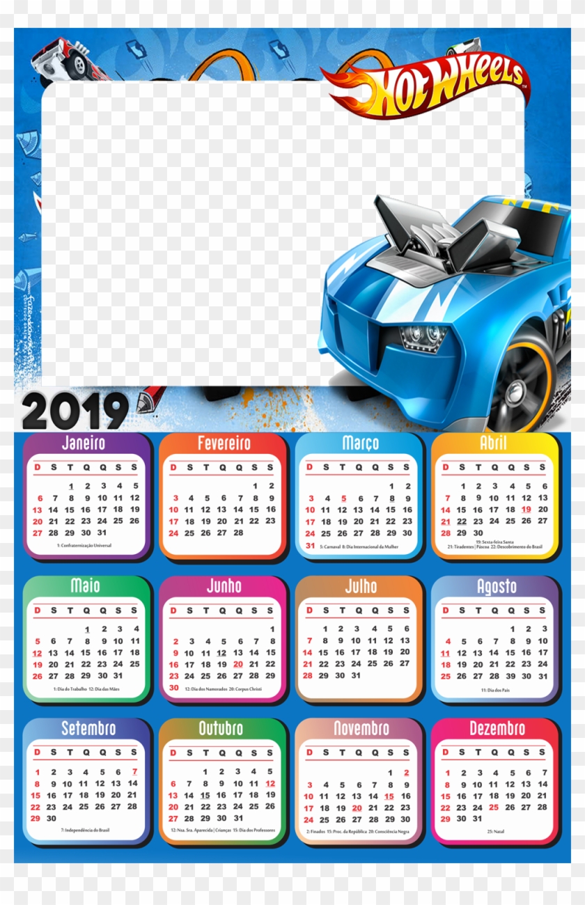 Calendário 2019 Hot Wheels Carro Azul Clipart #1929126