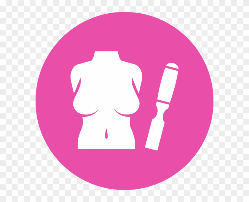A Pink Circular Image Of A Woman's Breasts And A Chisel Clipart