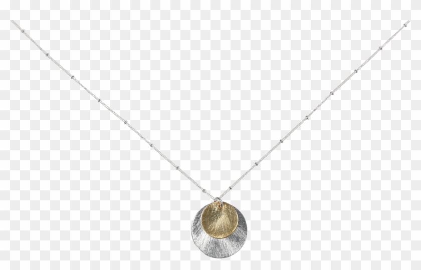 M/l 2-tone Brushed Disc On Ball Chain Necklace Clipart #1932773