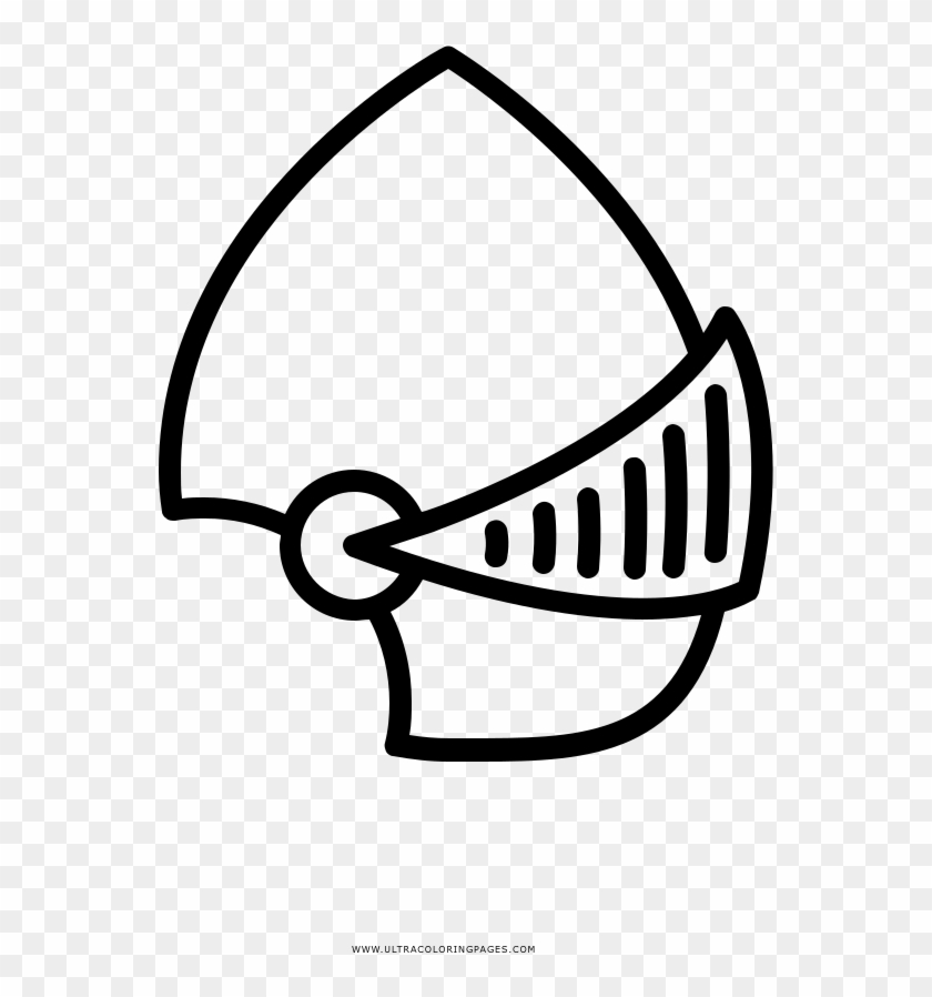 Knight Helmet Coloring Page - Line Art Clipart