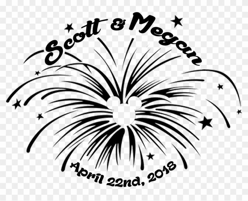 Scott Megan Wedding Logo - Fireworks Clip Art Black And White - Png Download #1936052