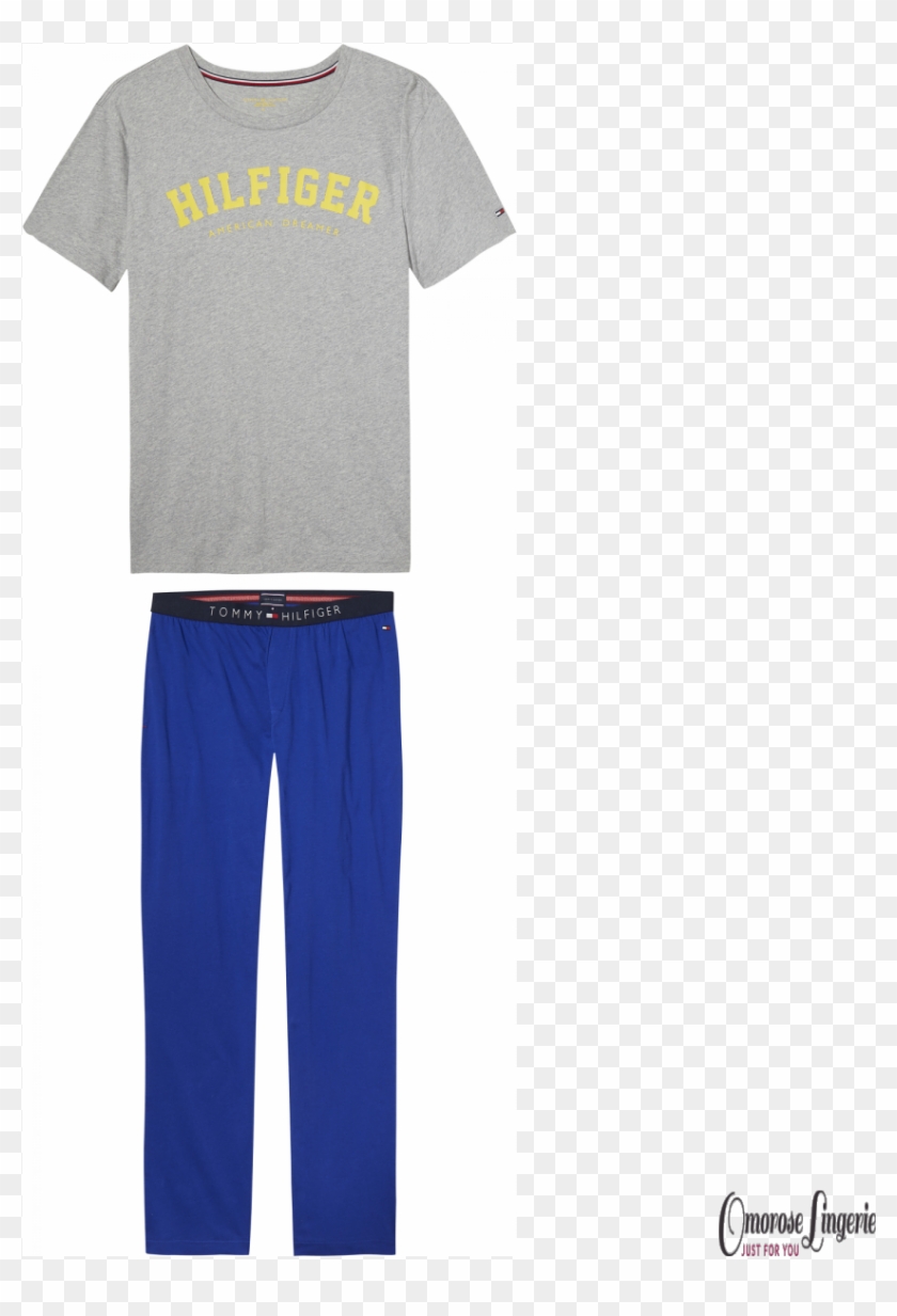 Tommy Hilfiger Short Sleeve Logo Pyjama Set In Grey - Pajamas Clipart