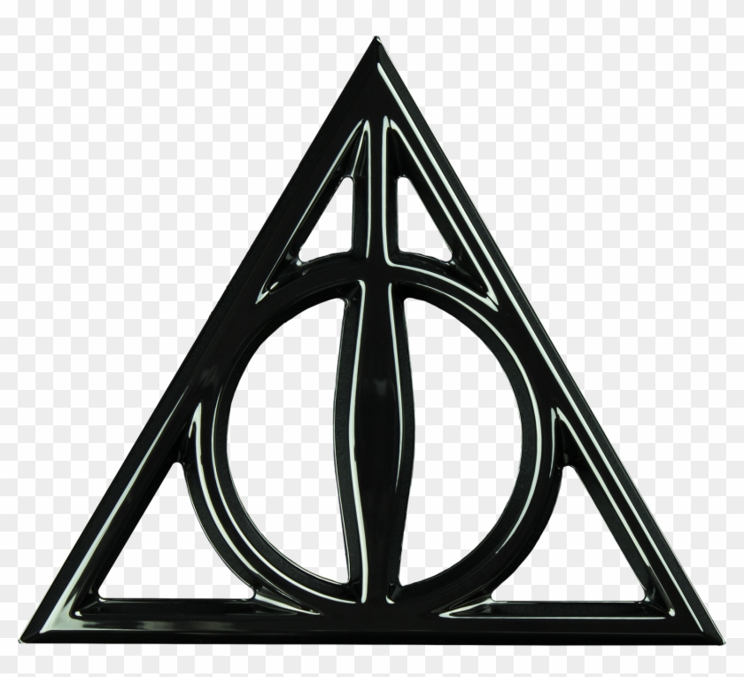 Deathly Hallows 3d Black Chrome Premium Emblem - Deathly Hallows Symbol Png Clipart