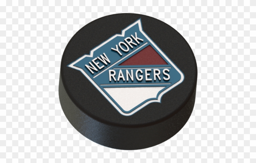 New York Rangers Logo On Ice Hockey Puck 3d Print - Emblem Clipart #1939172