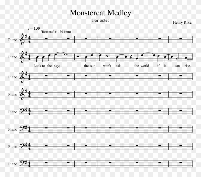 Monstercat Medley Sheet Music Composed By Henry Riker - Sheet Music Clipart #1940913