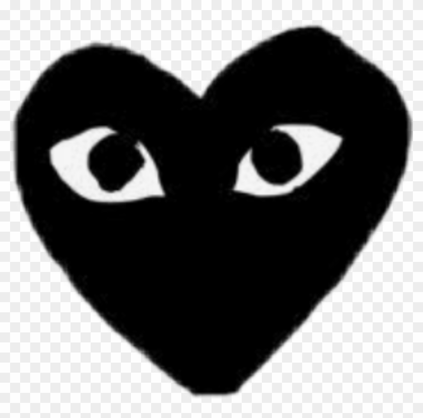 Heart Eyes Black Love Emot Kawaii Cute Aesthetic Tumblr - Black Comme Des Garcons Heart Clipart #1942228