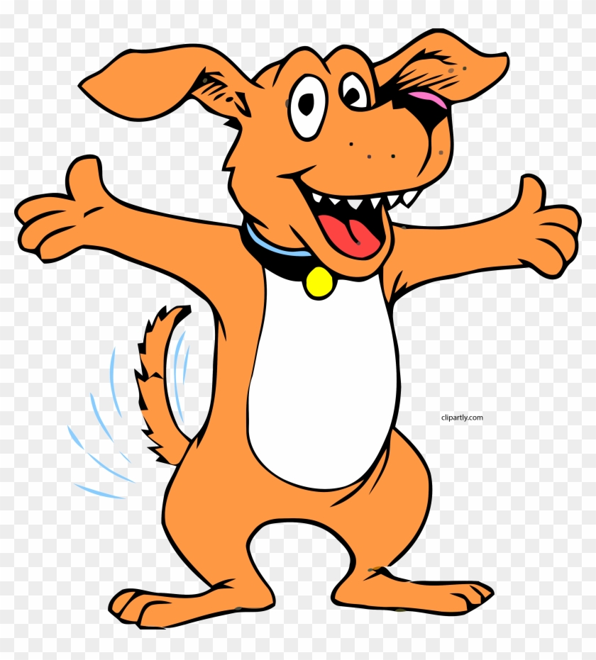 Cute Dog Open Hands Clipart Png - Happy Dog Cartoon Transparent Png #1942335