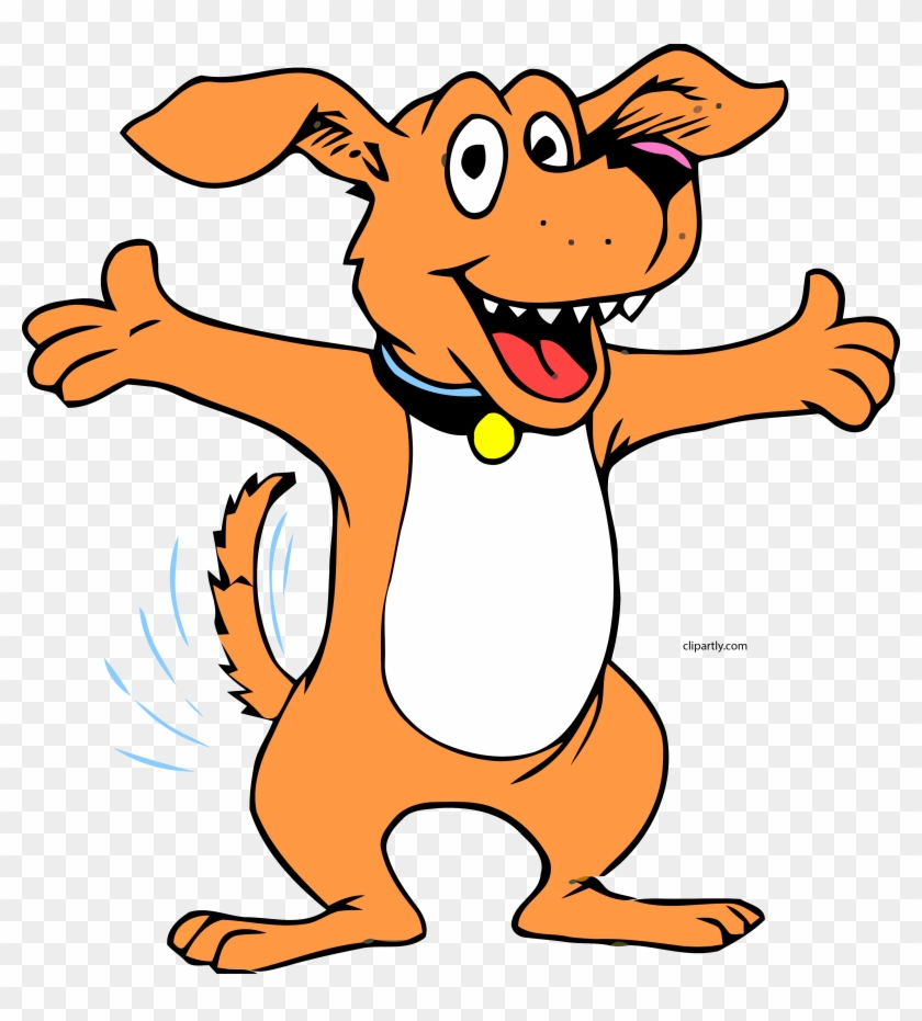 Cute Dog Open Hands Clipart Png - Happy Dog Cartoon Transparent Png