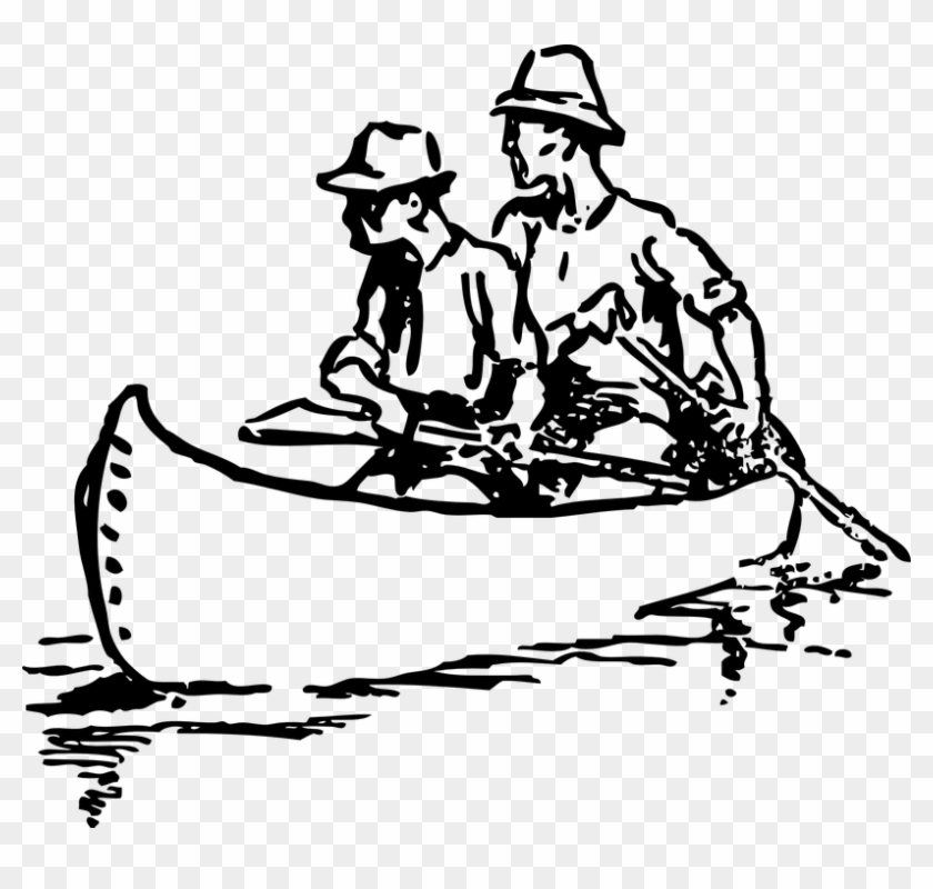 Canoe Rowing Free On Dumielauxepices Net - Drawing Of Canoe In Water Clipart #1942476