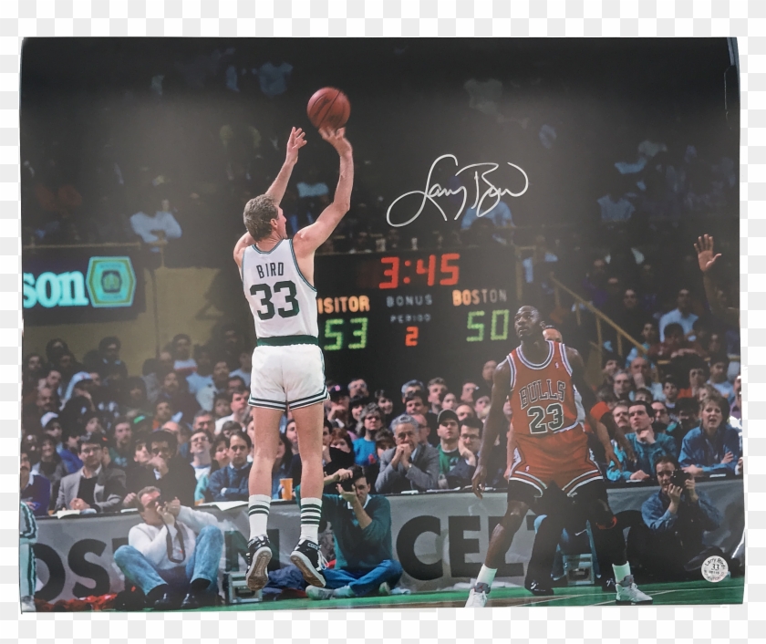 Larry Bird Signed Jumpshot Over Jordan Photo (larry - Larry Bird Best Jordan Clipart