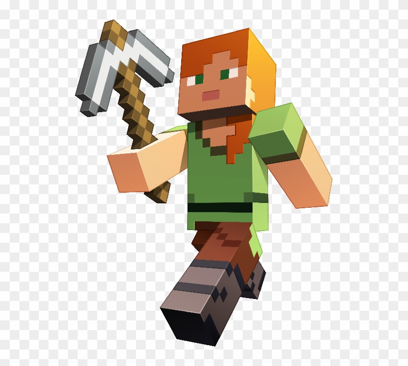 Minecraft Character Art - Alex Minecraft With Pickaxe Clipart