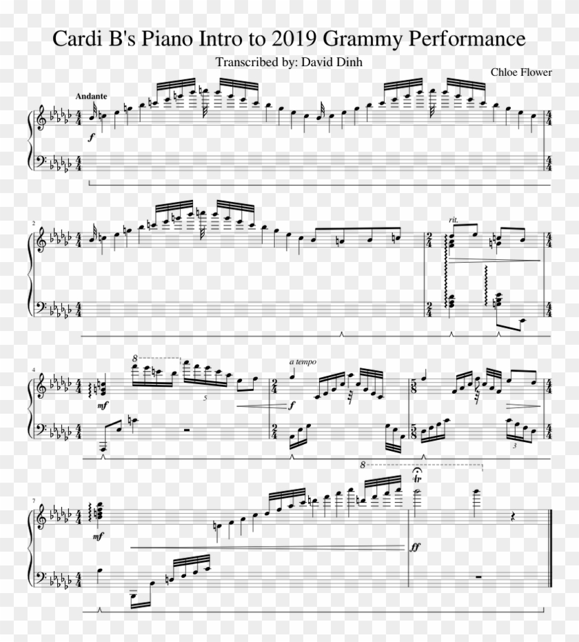 Cardi B's Intro To Her 2019 Grammy Performance Sheet - Sheet Music Clipart #1944584