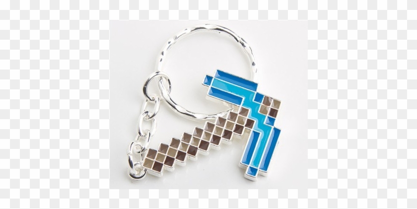 Official Minecraft Metal Diamond Pickaxe Keychain - Minecraft Keyring Clipart #1944613