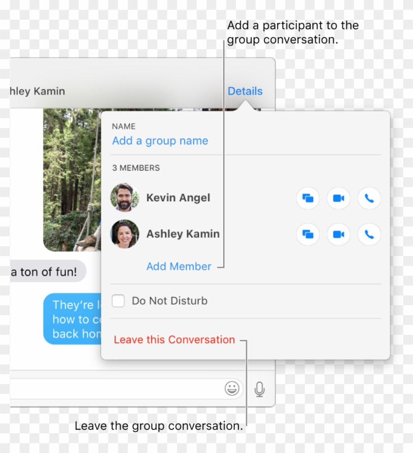 Details View, Which Appears After You Click Details - Group Messages On Mac Clipart